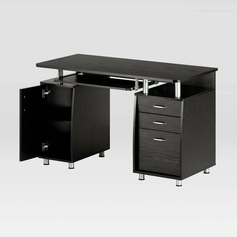 Complete Workstation Computer Desk with Storage Espresso- Techni Mobili: MDF Office Furniture, Keyboard Tray