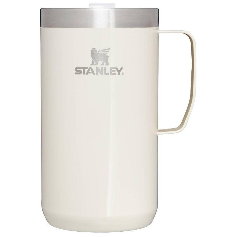 Stanley 24 oz Stainless Steel Classic Legendary Mug Cream Gloss: Dishwasher-Safe Drinkware for Hot & Cold Beverages