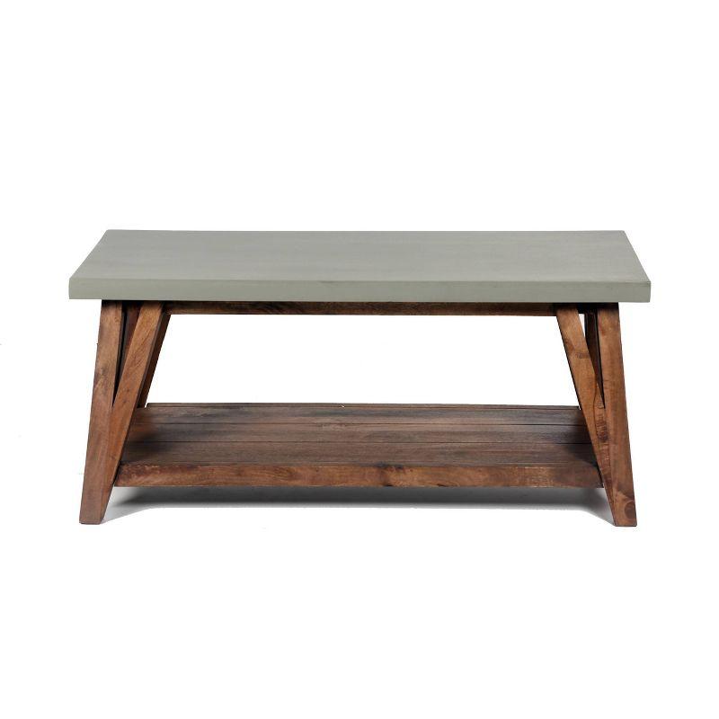 Brookside Coffee Table Concrete Coated Top and Wood Light - Alaterre Furniture