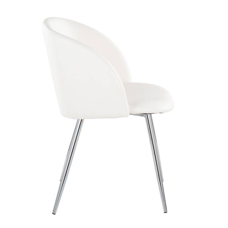Set of 2 Fran Dining Chairs Chrome/White - LumiSource: Faux Leather Upholstered, Metal Legs, Modern Design
