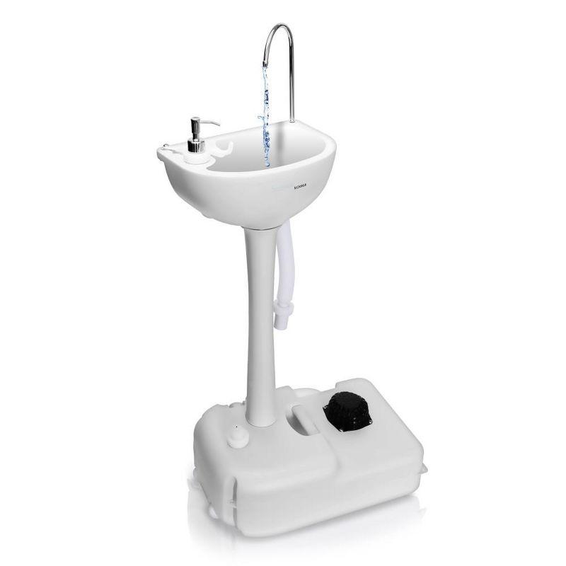 SereneLife 26'' White Plastic U-Shaped Bathroom Sink with Faucet and Overflow