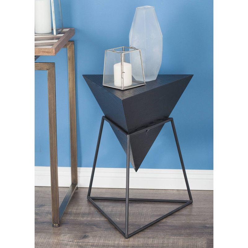 Modern Triangular Accent Table Gray - Olivia & May: Chic Side Table, Metal Frame, Wood Top, Easy to Clean