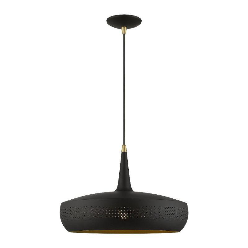 Banbury Modern Indoor/Outdoor Pendant - Black and Antique Brass with LED