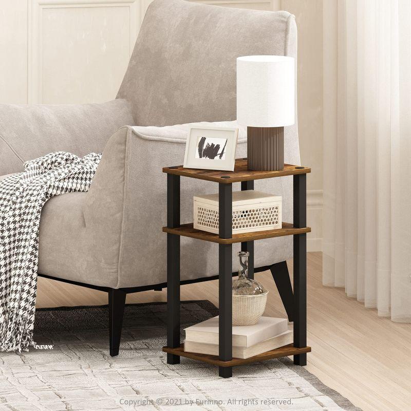 Amber Pine and Black 3-Tier Wood End Table