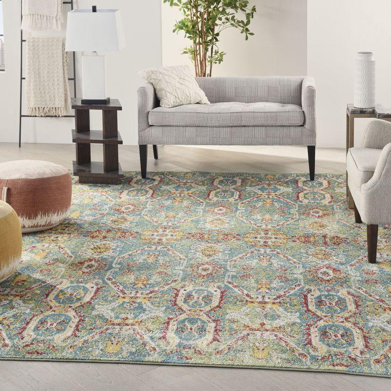 Turquoise Multicolor 8' x 10' Medallion Synthetic Area Rug