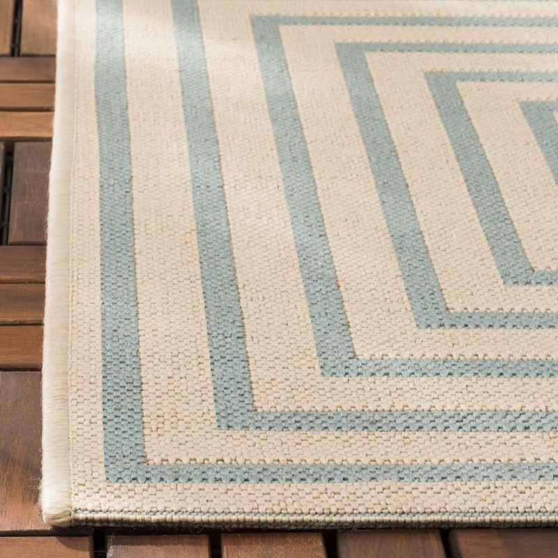 Beach House BHS123 Power Loomed Indoor/Outdoor Area Rug - Cream/Aqua - 4'x6' - Safavieh