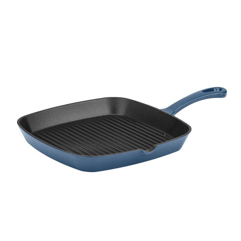 Navy Enameled Cast Iron 9.25" Square Grill Pan