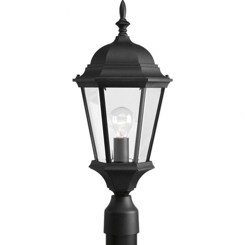 Welbourne Textured Black Outdoor Post Lantern with Clear Beveled Glass