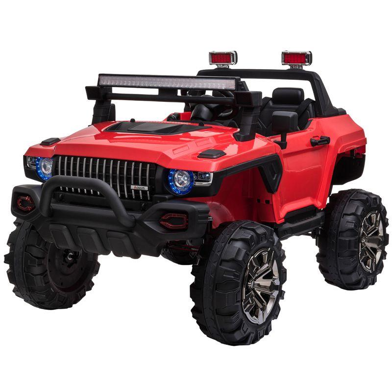 Aosom 12V Ride-on Truck with Remote Control, 2-Seater Battery-Operated Electric Car for Kids with Music, Red