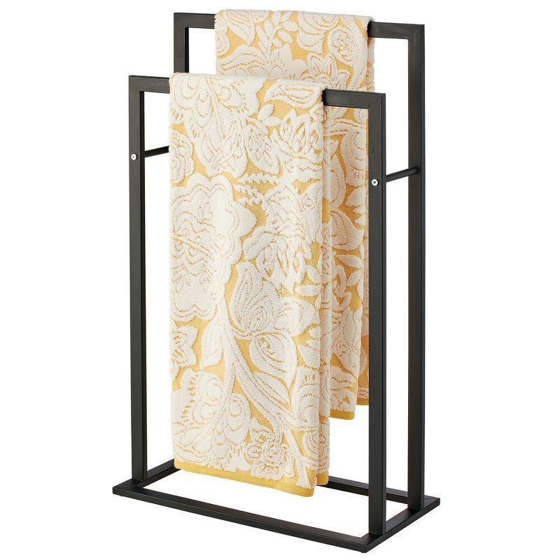 mDesign Metal Tall 2-Tier Free-standing Bathroom Towel Rack