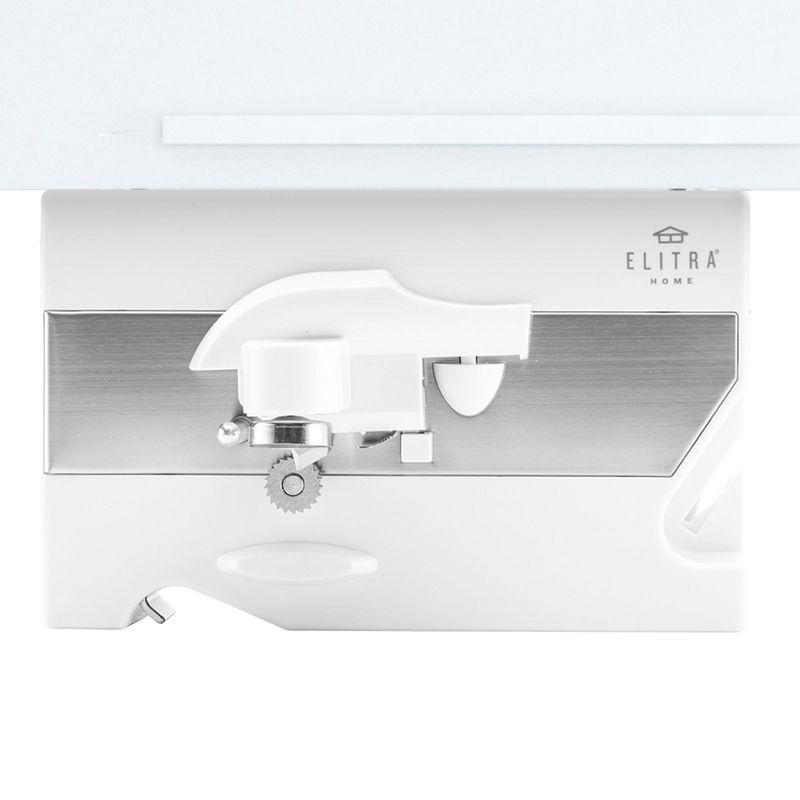 Elitra 3 in 1 Under the Cabinet Electric Can Opener, Blade Sharpener, Bottle Opener - White