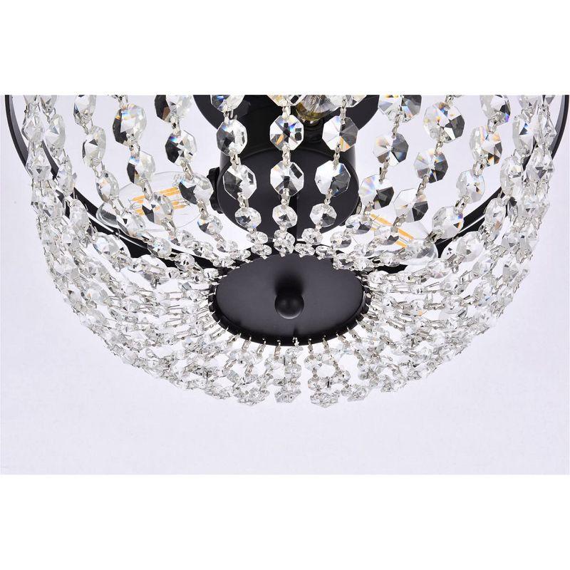 Cora 13'' Black Iron and Crystal Flush Mount Light