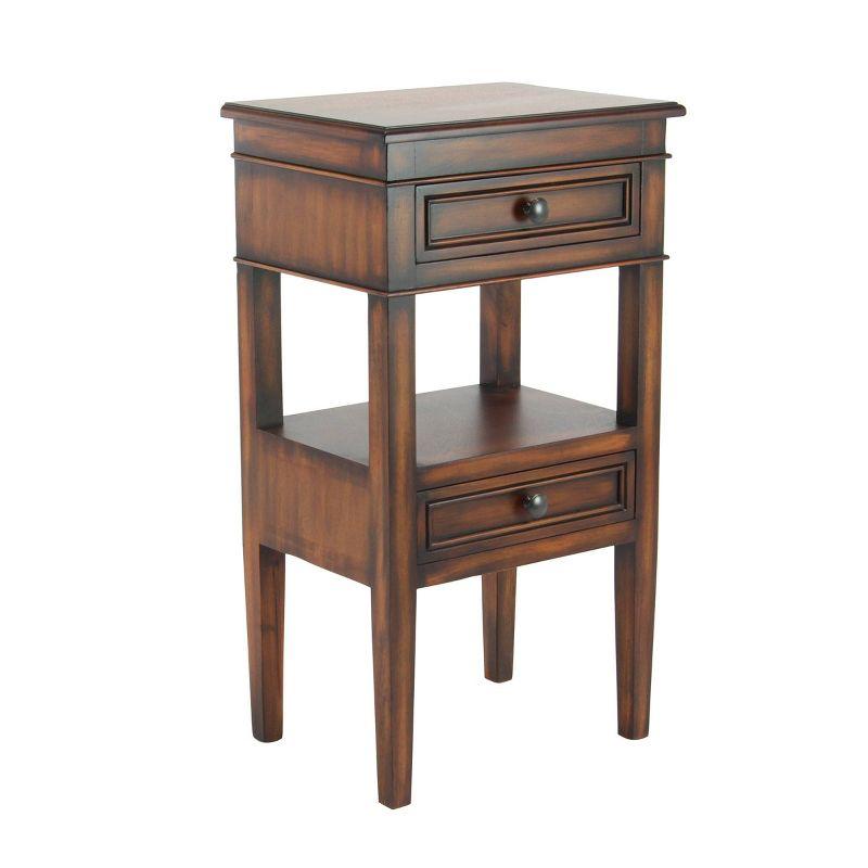 Traditional Mahogany 2-Drawer Side Table with Shelf Storage