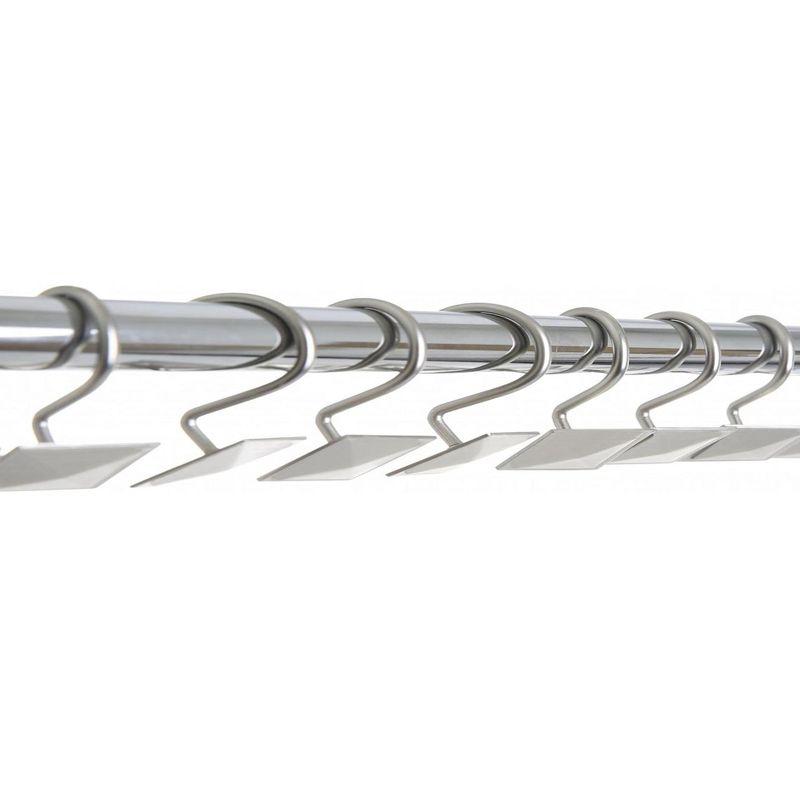 Home Mart Goods 12 Piece Set - Satin Nickel Heavy Duty Shower Rectangle Curtain Hooks Rings Rustproof Metal