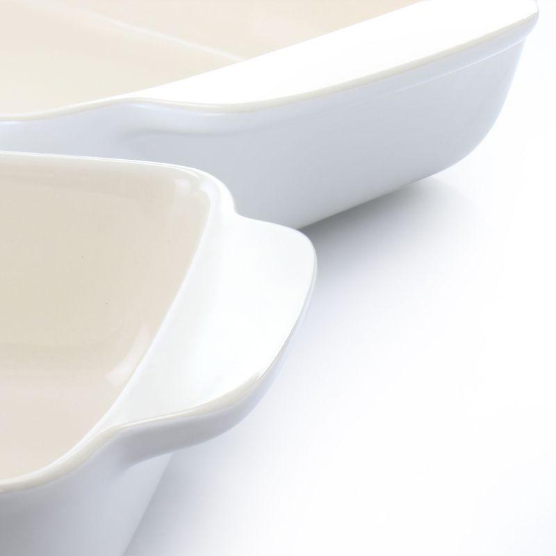 Cream Rectangular Stoneware Bake Pan Set, 2.5 and 3.5 Quart