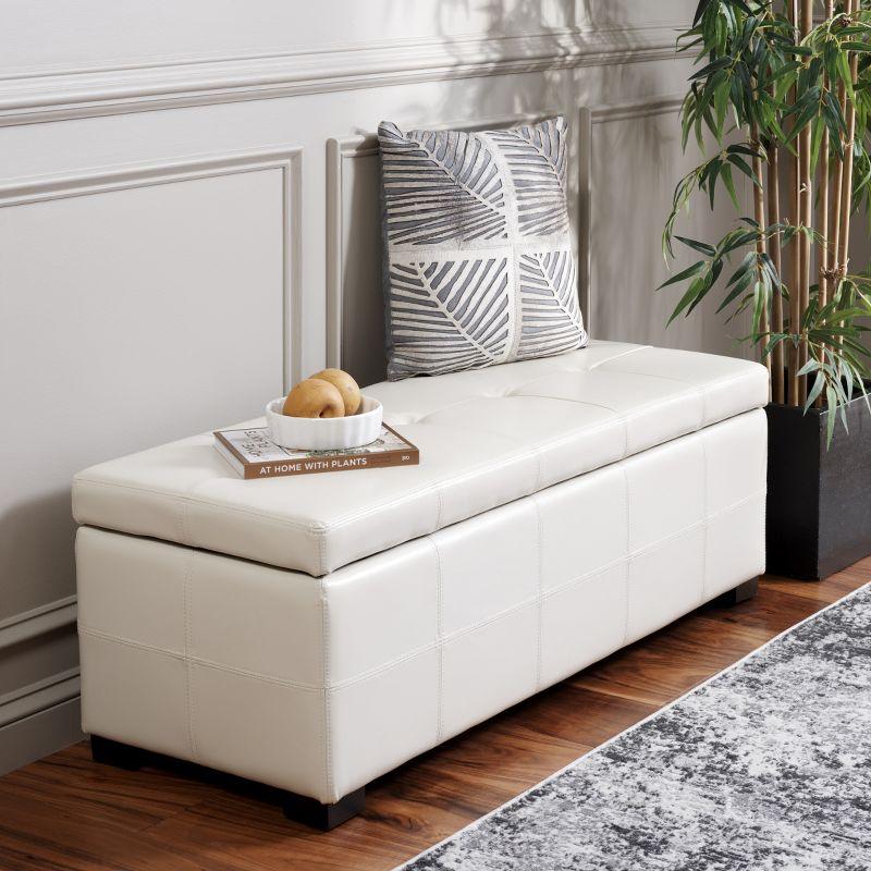 Maiden Large Tufted Storage Bench - HUD8229 - Flat Cream - Safavieh Couture