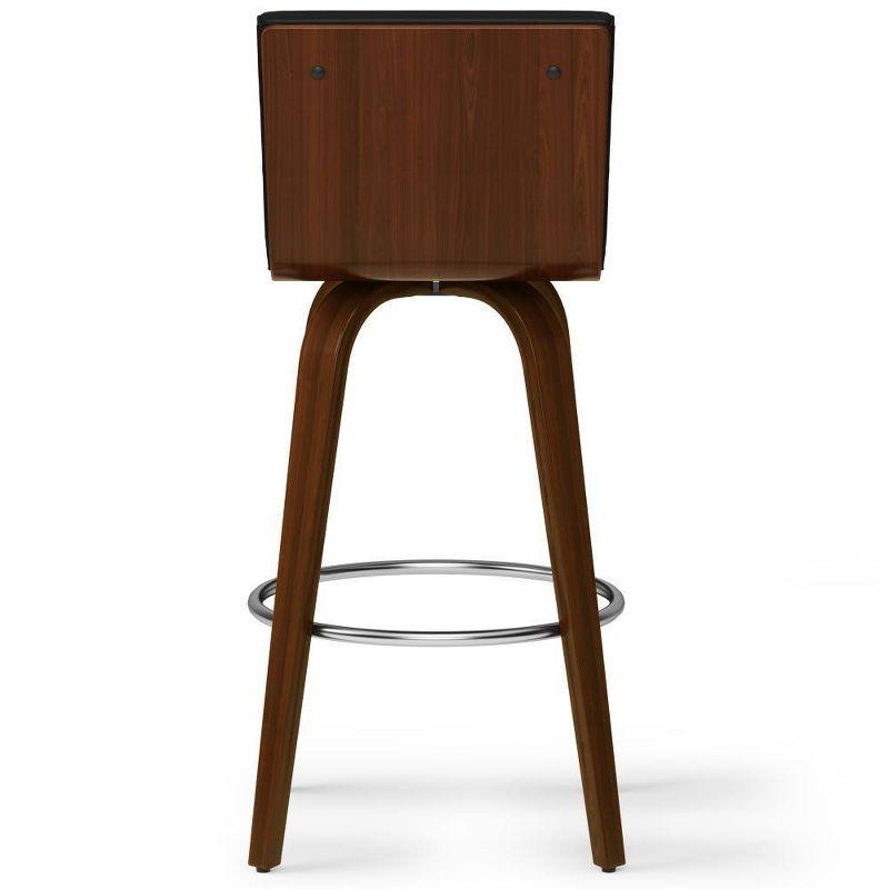 Simpli Home Roland Swivel Upholstered Mid-Century Modern Stool with Padded Seat and Back