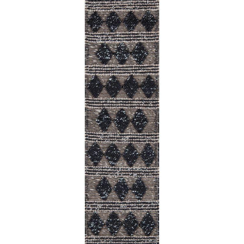 2'3"x8' Runner Andes Alisa Rug Charcoal - Momeni: Modern Geometric Wool & Viscose, Medium Pile, Handmade Indoor Rug