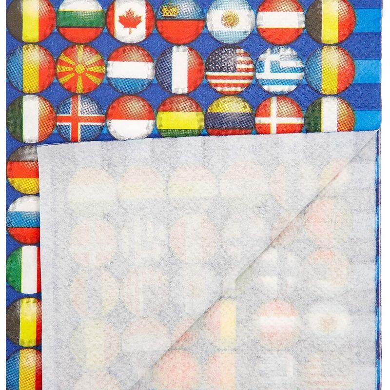 Blue Panda 100 Pack International Flag Disposable Paper Napkins 6.5" Party Supplies