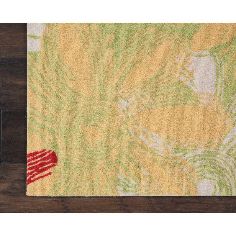 Nourison Home & Garden Flower Indoor Outdoor Runner Rug Green 2'3" x 8'