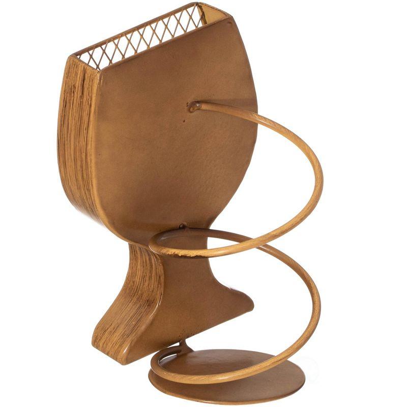 Vintiquewise Decorative Metal Goblet Shape Wine Bottle and Cork Holder A Unique Home Decor Piece and Countertop Accessory