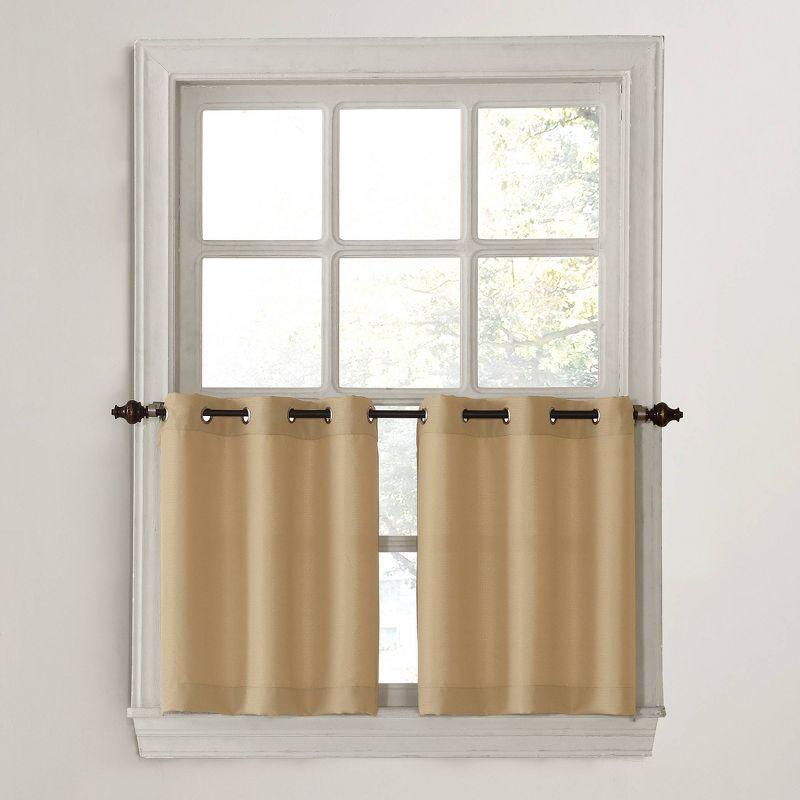 2pc 56"x24" No. 918 Semi-Sheer Montego Casual Textured Grommet Kitchen Curtain Tier Pair Taupe: 24 Inch Kitchen Window Curtains