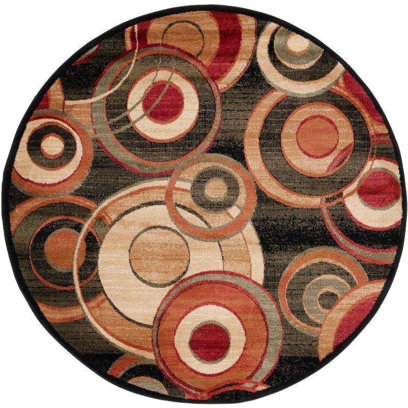 Lyndhurst LNH225 Power Loomed Area Rug - Black/Multi - 7' Round - Safavieh