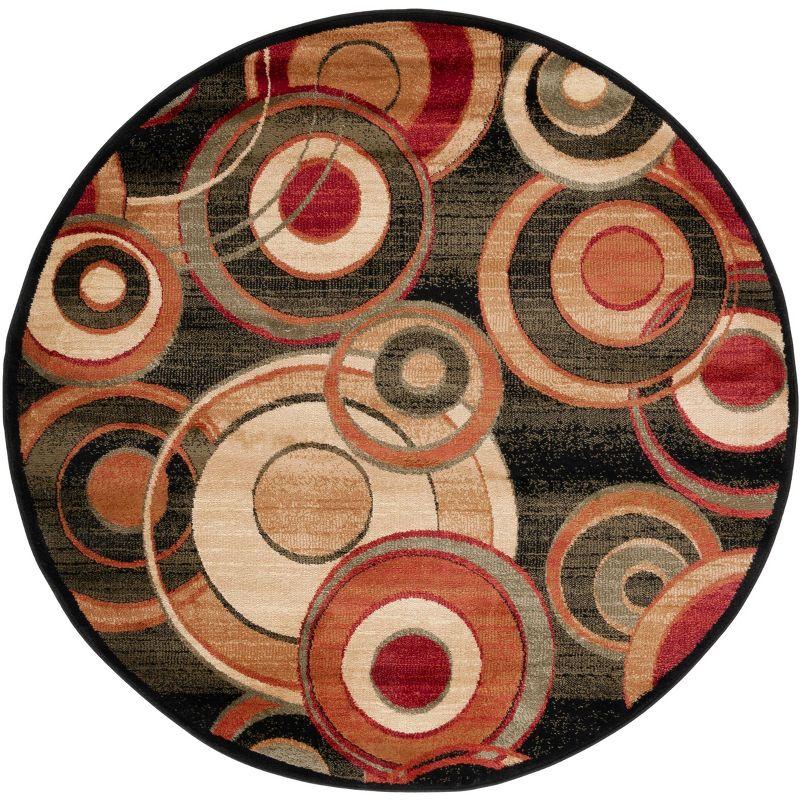 7' Round Black Multi Tufted Synthetic Area Rug