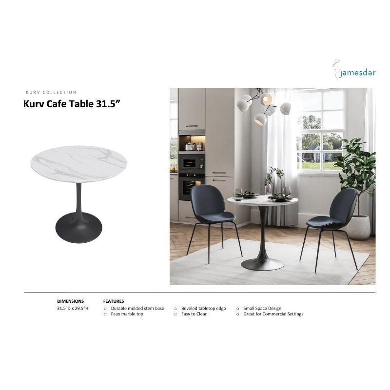 Kurv White Faux Marble and Black Metal Dining Set