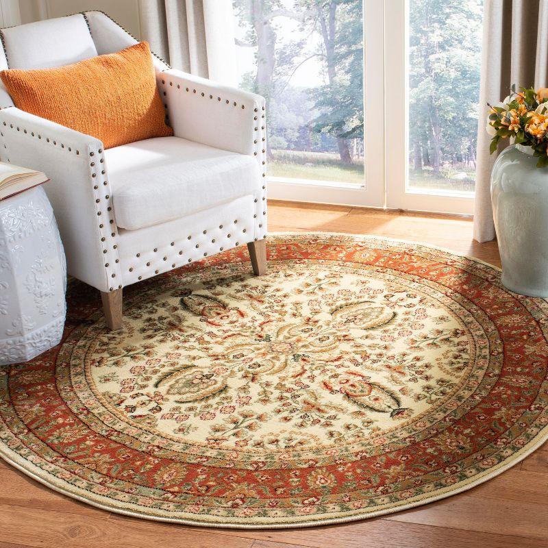 Lyndhurst LNH214 Power Loomed Area Rug - Ivory/Rust - 5'3" round - Safavieh.