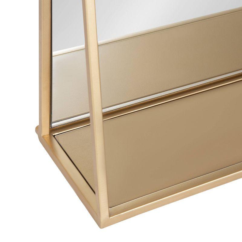 Lintz 31.8" Gold Metal Framed Vanity Wall Mirror with Shelf