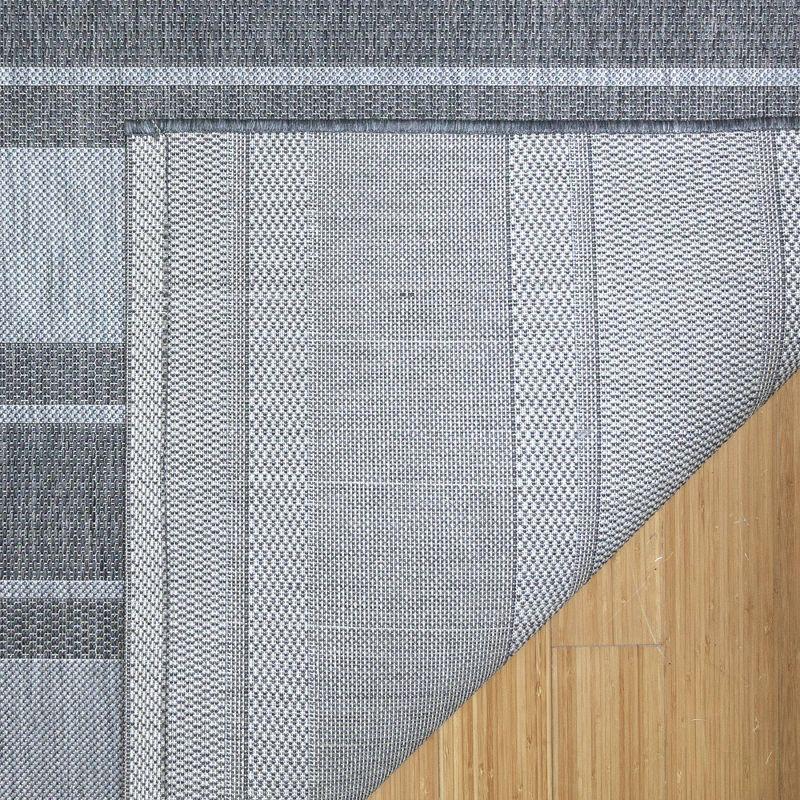 Gertmenian Paseo Castro Gray Striped Coastal Indoor/Outdoor Flatweave Area Rug