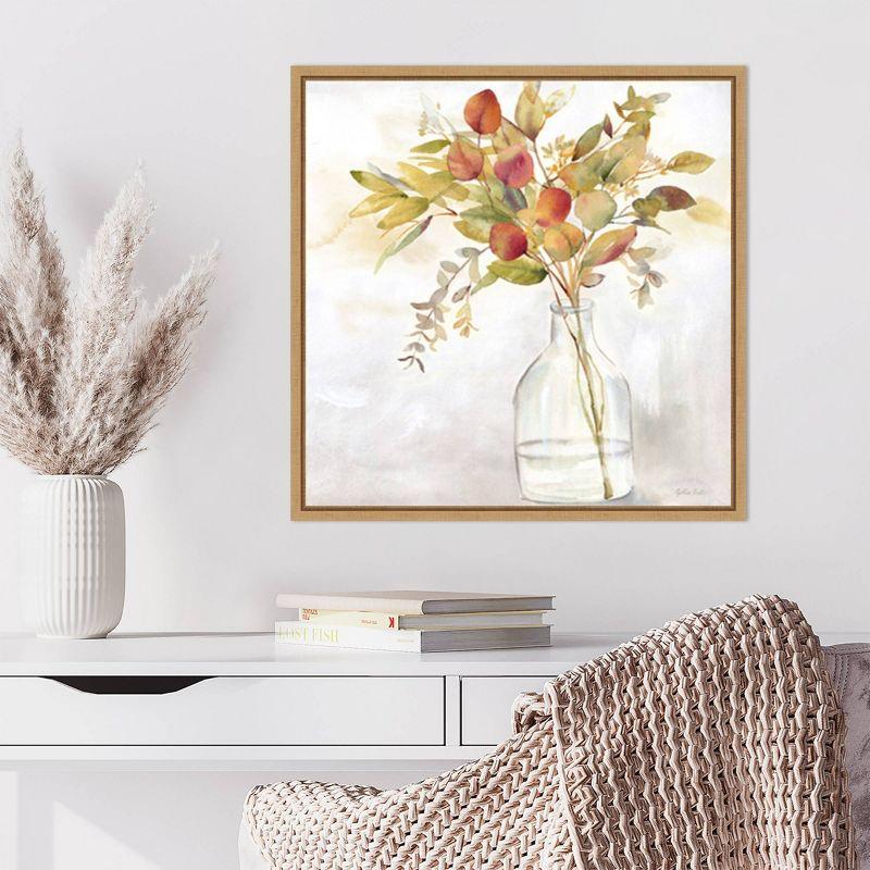 Eucalyptus Vase Fall I Giclee Print on Canvas with Maple Frame