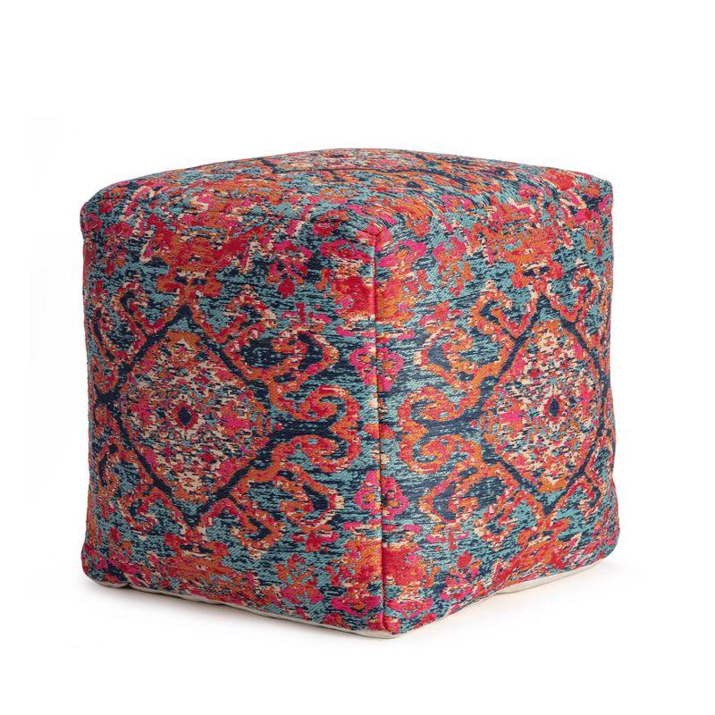 Tofino Handcrafted Pouf in Blue Jacquard Polyester 21"
