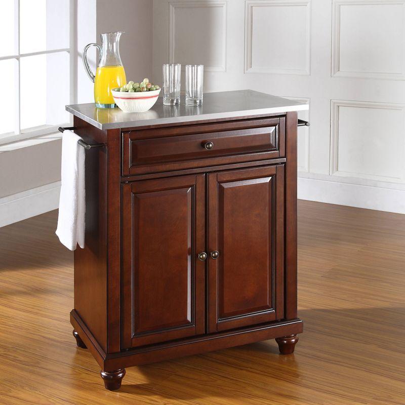 Cambridge Mahogany Compact Kitchen Island with Stainless Steel Top