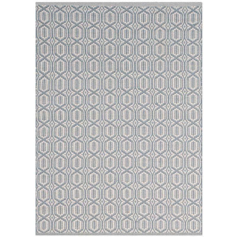 Casual Coastal Blue & Ivory Flat Woven Cotton Area Rug 3' x 5'