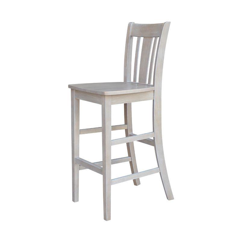 Elegant Washed Gray Taupe Solid Wood Bar Stool, 29.92" Seat Height