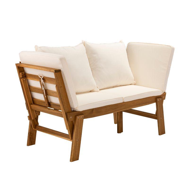 Holly & Martin Dolavon Outdoor Convertible Lounge Chair - Natural with Cream Cushions - SEI
