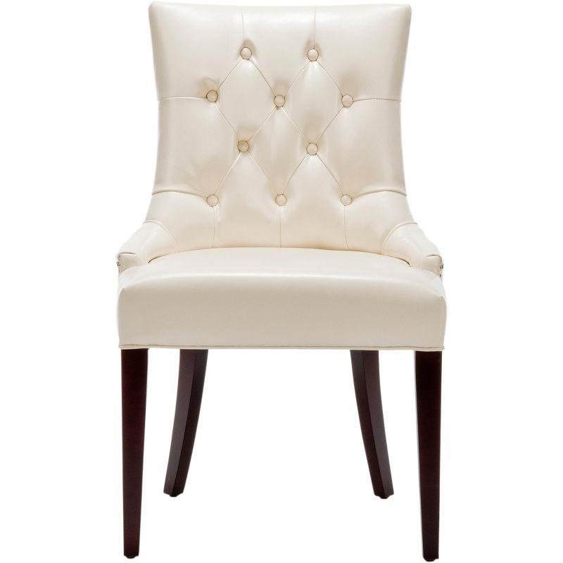 Amanda 19"H Tufted Chair with Nickel Nail Heads - Flat Cream - Safavieh