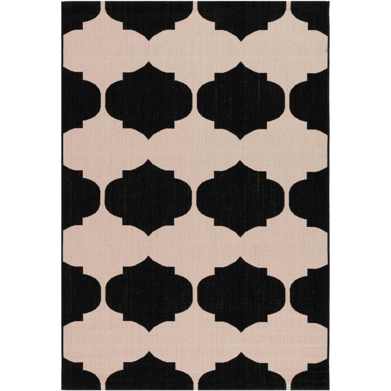 Courtyard CY6162 Power Loomed Indoor and Outdoor Area Rug - Beige/Black - 5'3"x7'7" - Safavieh