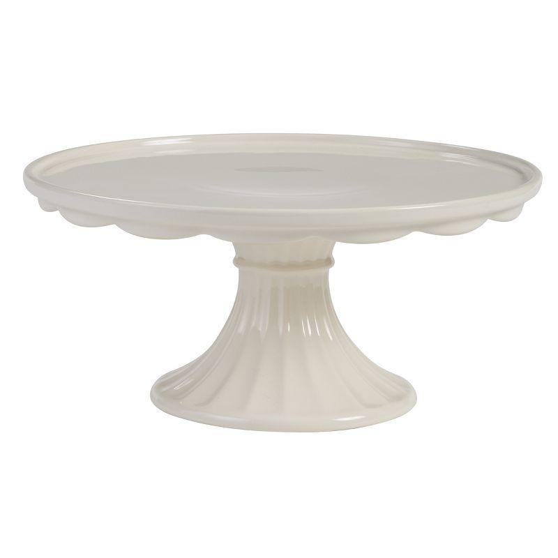 Cream Ceramic Scallop Pedestal Cake Stand