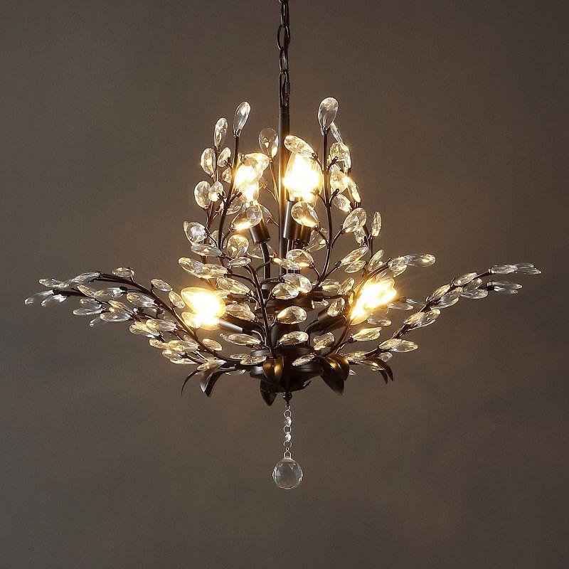 28.5" 7-Light Diantha Contemporary Bohemian Iron/Acrylic LED Pendant Oil Rubbed Bronze/Clear - JONATHAN Y: ETL Listed, Adjustable Height
