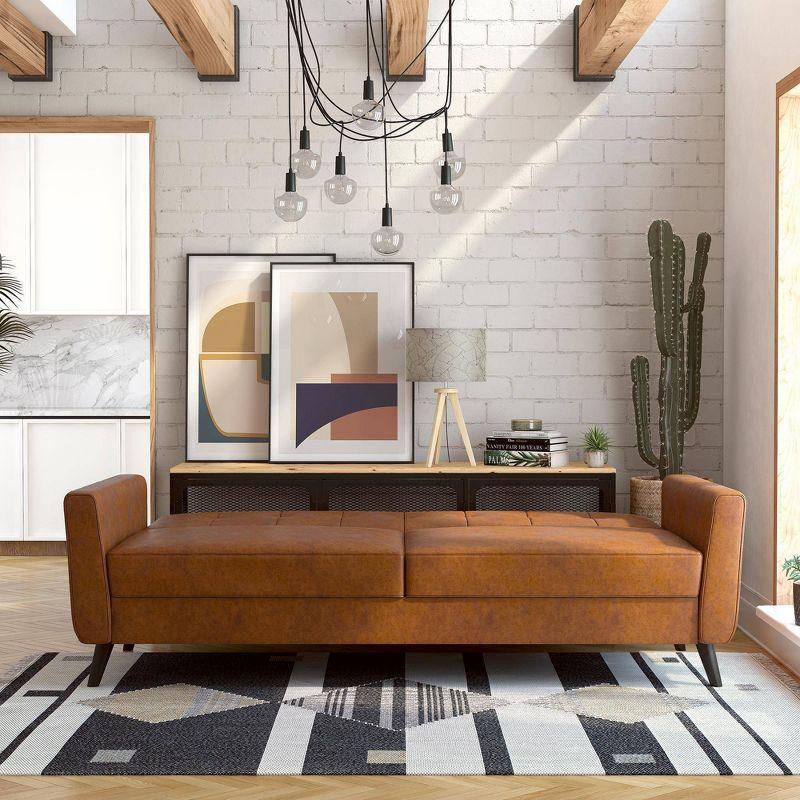 Dorel Home Products Parker Faux Leather Futon with Storage Camel