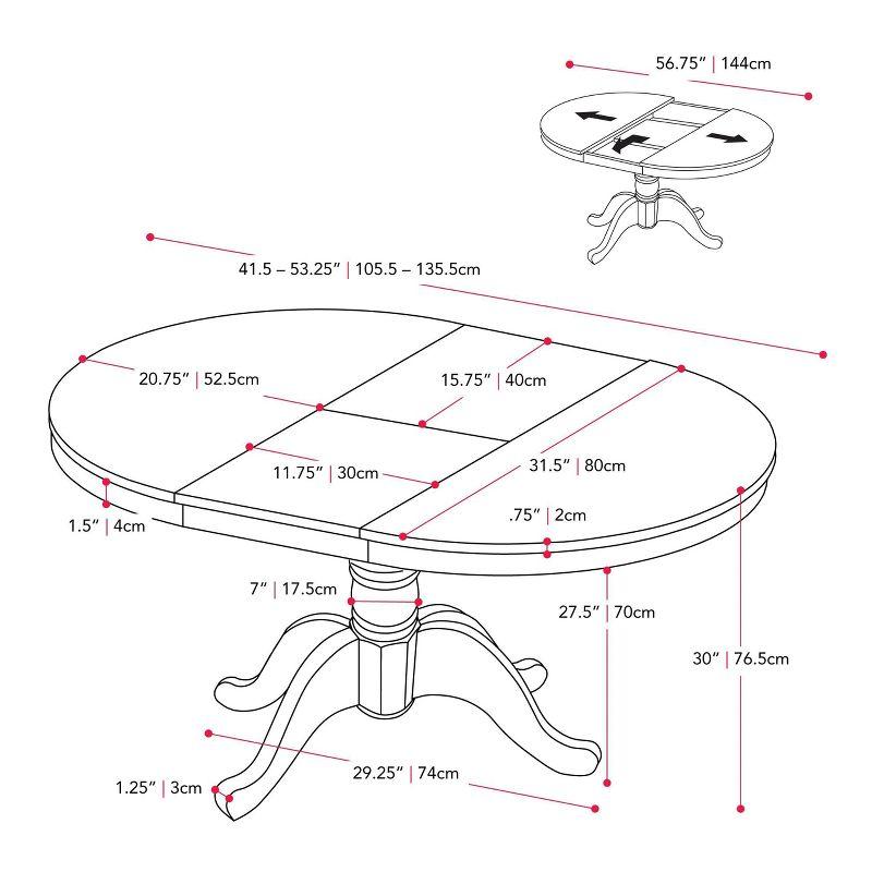 Extendable Dining Table White - CorLiving: Oval Pedestal Kitchen Table with Butterfly Leaf, Seats 4