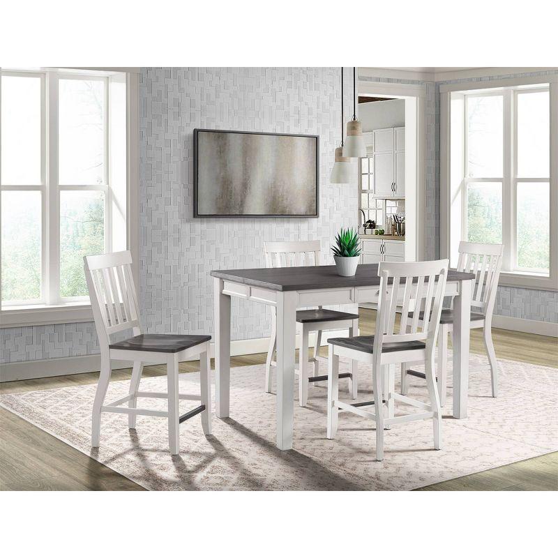 Picket House Furnishings Jamison Two-Tone Counter Height Extendable Dining Table White: Mid-Century Modern, Seats 6 With Leaf