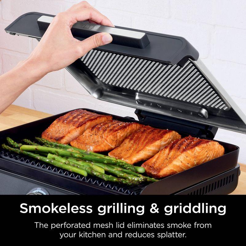 Ninja Sizzle Smokeless Nonstick Indoor Grill GR101: Griddle, Dishwasher-Safe, Temperature Control, Recipes Included