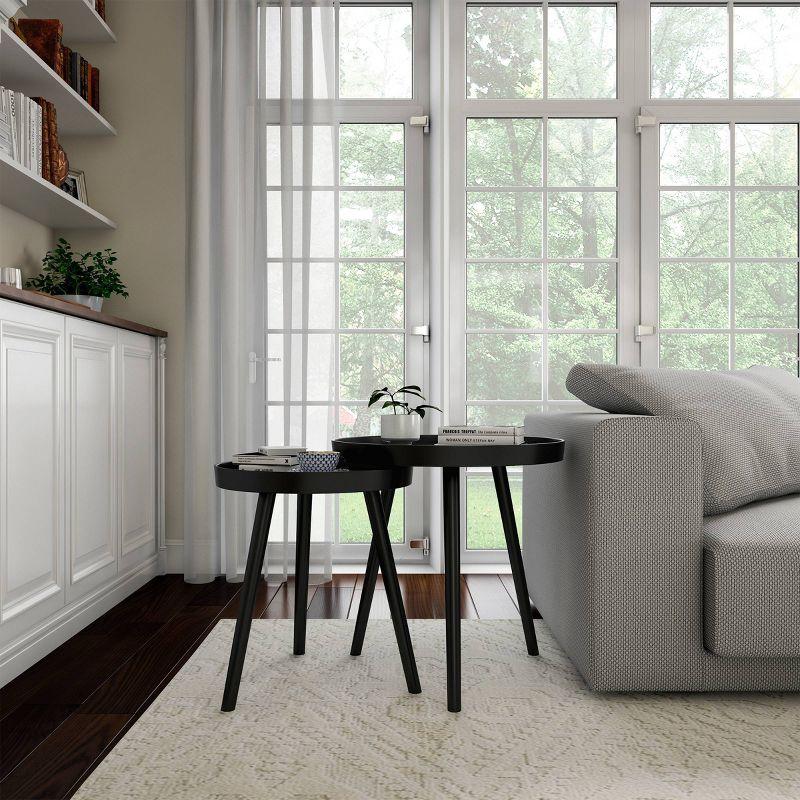 Nesting End Tables with Tray Top Black - Yorkshire Home: MDF Spindle-Legged Side & Accent Table Set