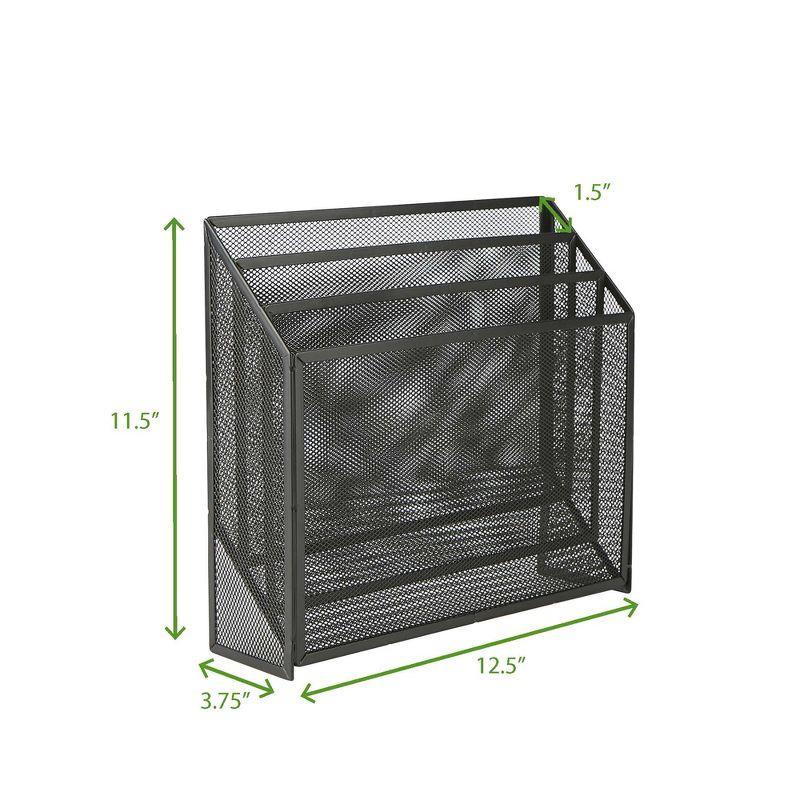 Mind Reader Vertical File Storage, Desktop Organizer, Workspace, Office, Metal Mesh, 12.5"L x 3.75"W x 11.5"H