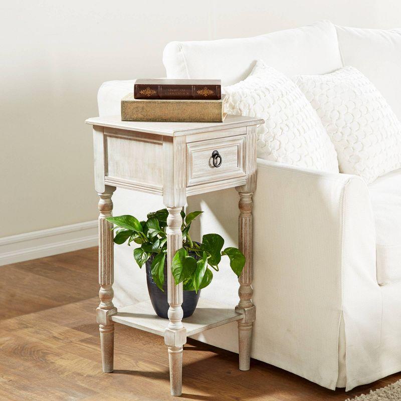 Rustic Country Wood Accent Table - Olivia & May: French Style, Tall End Table for Living Room with Drawer