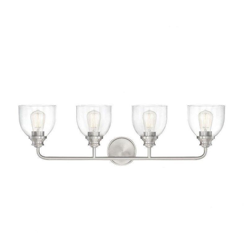 Satin Nickel 4-Light Vanity with Clear Glass Shades